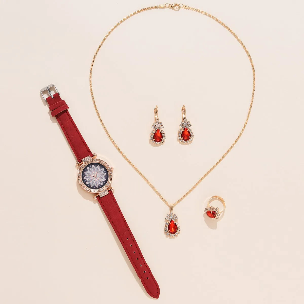 Kit Collier, Boucles d’Oreilles, Bague et Montre en Pierres