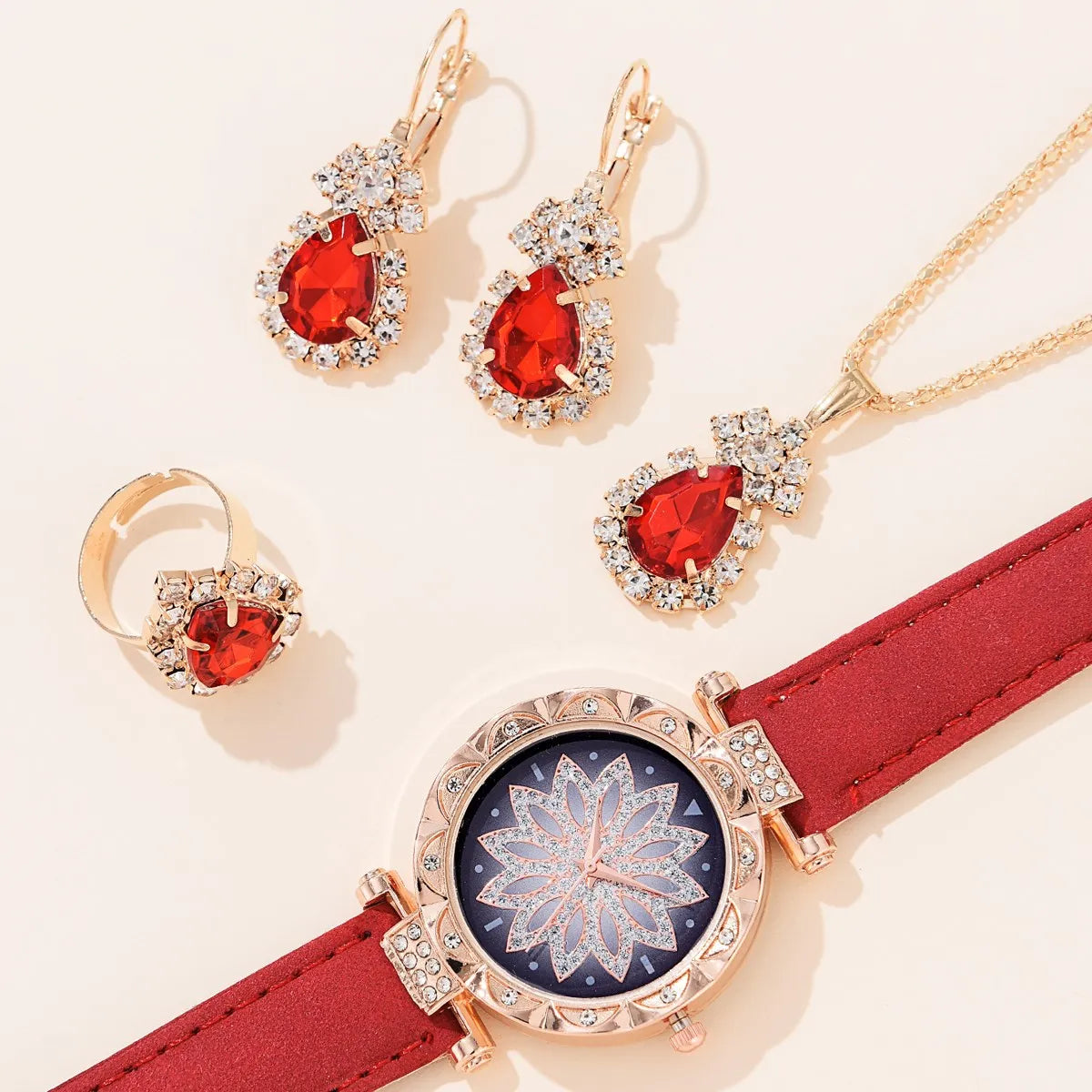 Kit Collier, Boucles d’Oreilles, Bague et Montre en Pierres