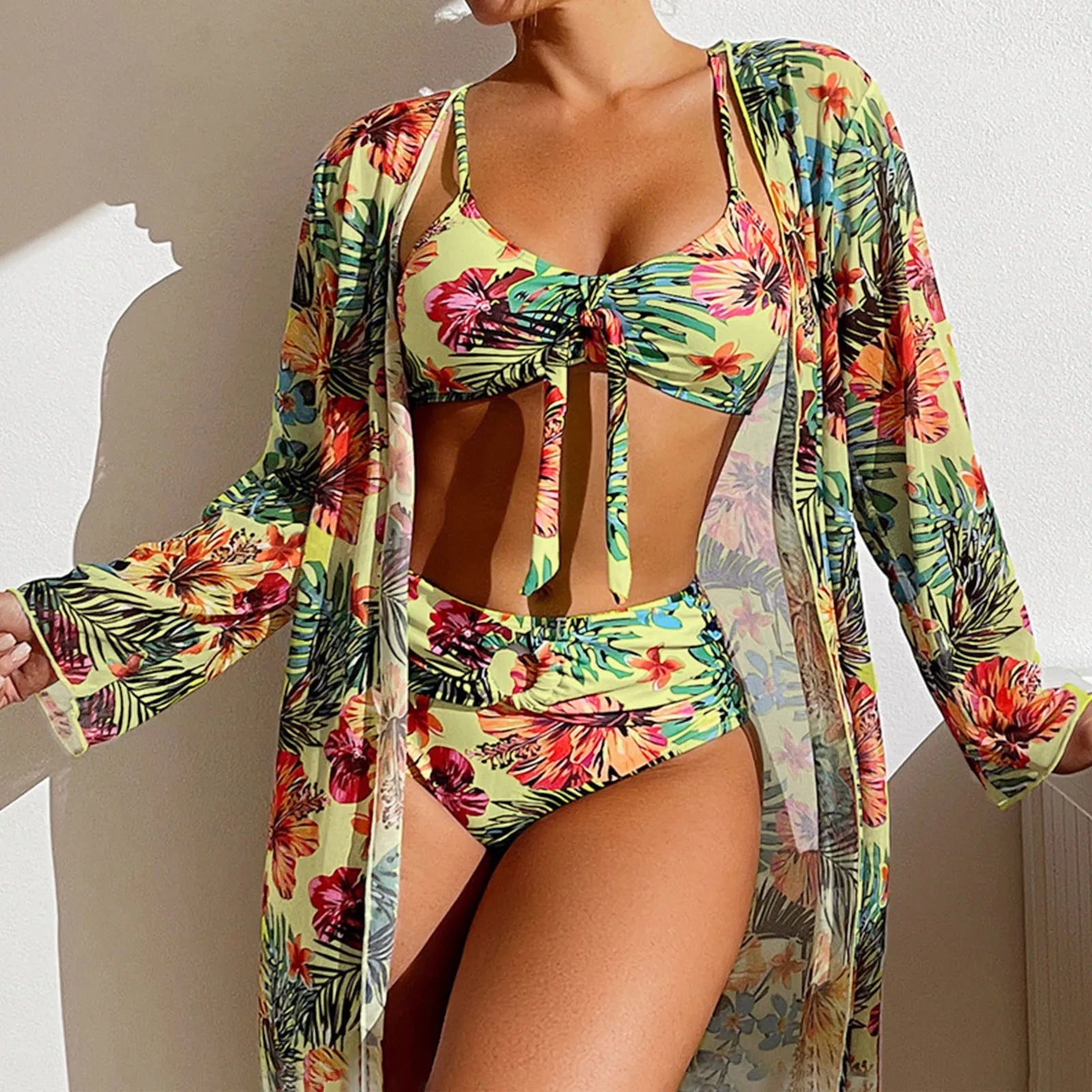 Bikini Taille Haute avec Sortie de Plage