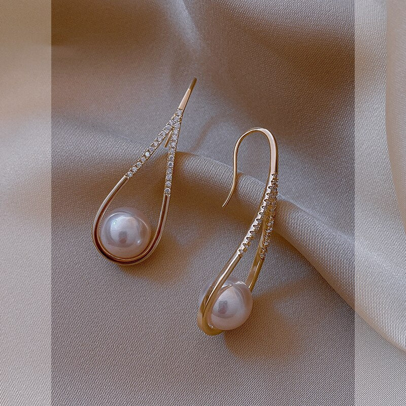 Boucles d'Oreilles Femme Élégance Perle Longue