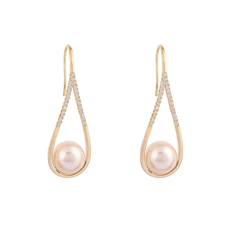 Boucles d'Oreilles Femme Élégance Perle Longue