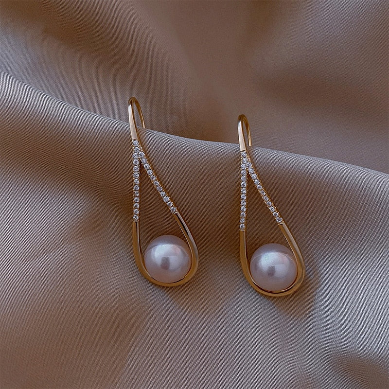 Boucles d'Oreilles Femme Élégance Perle Longue