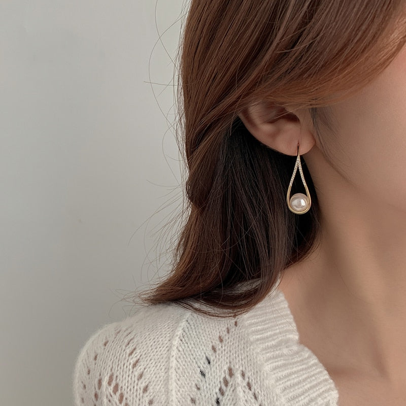 Boucles d'Oreilles Femme Élégance Perle Longue