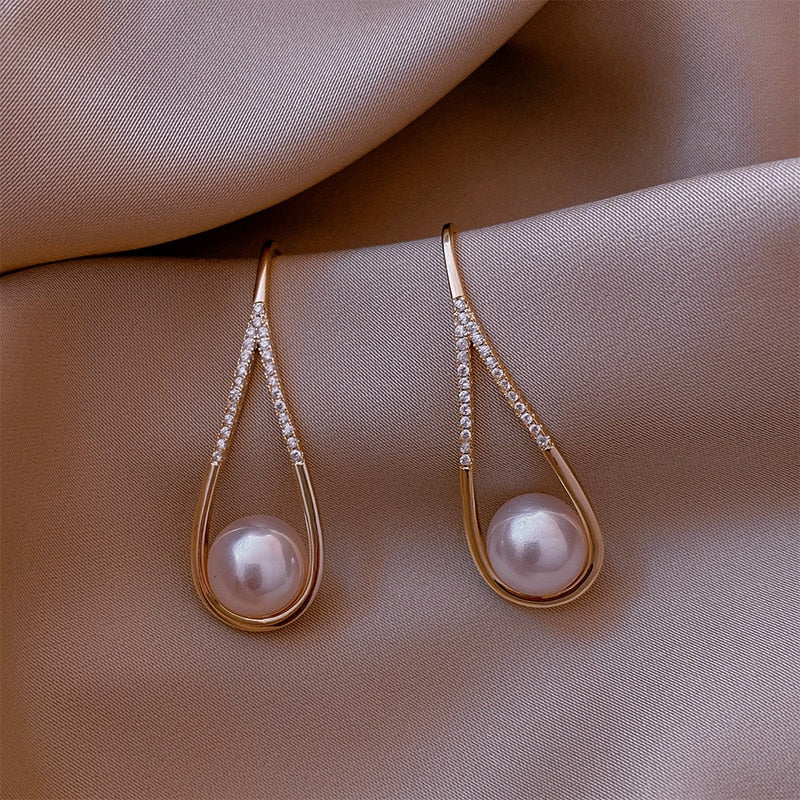 Boucles d'Oreilles Femme Élégance Perle Longue