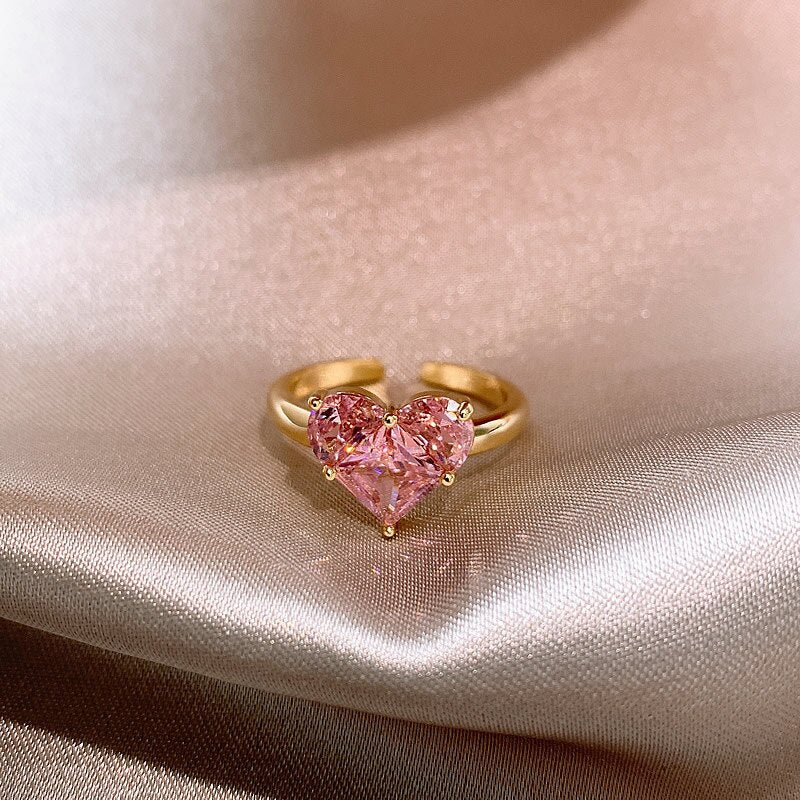 Bague Féminine Cœur Lumineux en Cristal