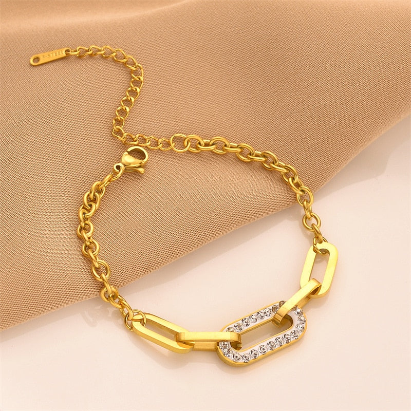 Bracelet Femme Luxueux Maillons Sertis