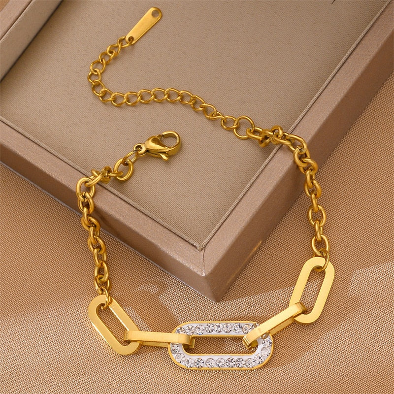 Bracelet Femme Luxueux Maillons Sertis