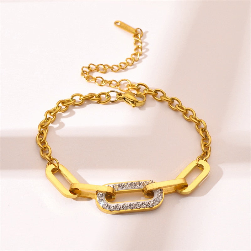 Bracelet Femme Luxueux Maillons Sertis