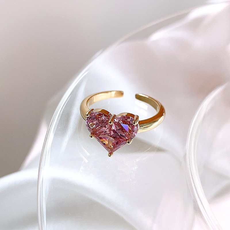 Bague Féminine Cœur Lumineux en Cristal