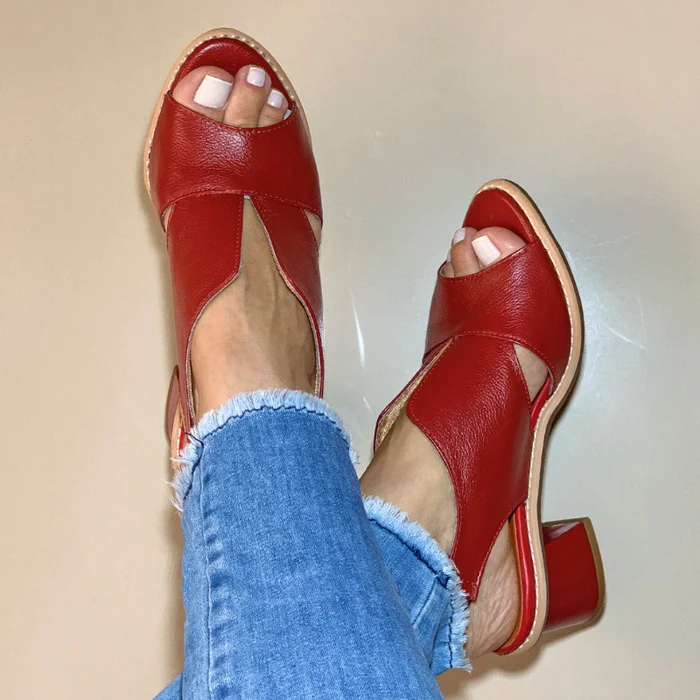 Sandale Femme en Cuir Leather