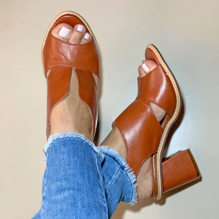 Sandale Femme en Cuir Leather